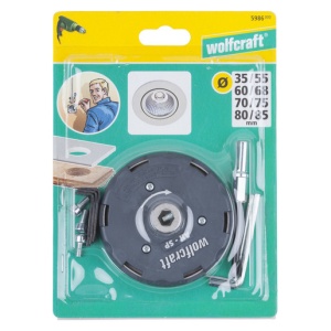 Carota de taiere reglabila pentru instalarea spoturilor incorporate Wolfcraft 5986000, D35, 55, 60, 68, 70, 75, 80, 85 mm adancime taiere 30 mm tija triunghiulara D 8.5 mm - Img 6