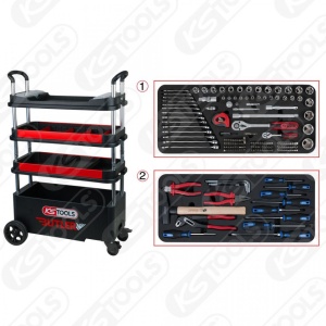Cărucior de unelte de montaj KS TOOLS BUTLER, pliabil, echipat cu 175 de unelte premium - Img 2