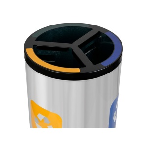 Coș inox colectare selectivă 3 compartimente cu găleată interioară, 3 x 20 L - Img 5