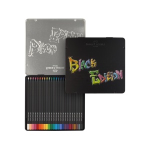 Creioane colorate triunghiulare black edition cutie metal Faber-Castell 24 culori/set - Img 4