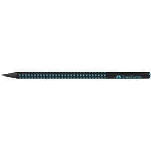 Creion grafit B triunghiular grip sparkle lemn negru midnight ocean Faber-Castell