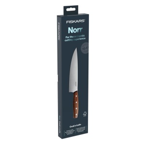 Cutitul bucatarului, Fiskars, Norr, lama inoxidabila, maner lemn Kebony, 20 cm - Img 3