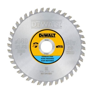 Disc Dewalt DT1918 pentru fierastrau circular, D 140x20x1.53 mm, 40 dinti, pentru taiere inox - Img 1