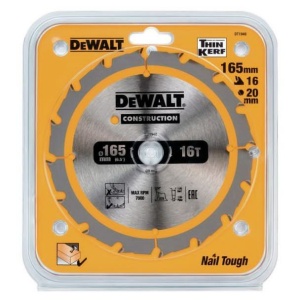 Disc Dewalt DT1948 pentru fierastrau circular, D 165x20x1.86 mm, 16 dinti, pentru taiere fina, seria Dewalt Construction - Img 2