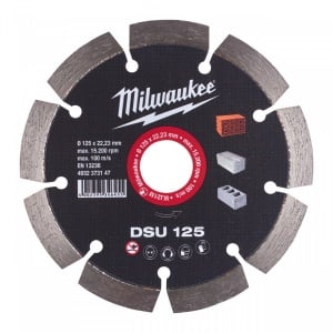 Discuri diamantate DSU Milwaukee, pentru masini de canelat (Diametru interior disc (mm): 22.23, Tip: DSU 125, Diametru disc (mm): 125, Înălțime segment (mm): 10)
