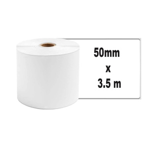Etichete termice ecusoane carduri mari 50 mm x 3.5 m neadezive plastic alb pentru imprimanta AIMO Phomemo M110 M200 M220 - Img 2