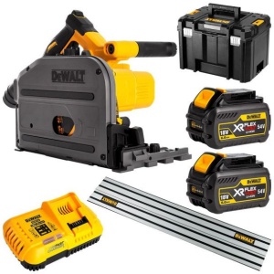 Fierastrau circular Dewalt DCS520T2 cu acumulatori 54 V Li-Ion XR 6.0 Ah, cu ghidaj, diametru panza 165 mm, in valiza TSTAK - Img 2