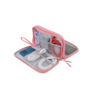 Geantă Tellur pentru organizare cabluri și accesorii, 21 x 12,5 x 6 cm, poliester, roz - Img 4