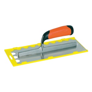 Gletiera INOX cu montura de aluminiu, maner bimaterial, lama dintata semirotunda - 280×120