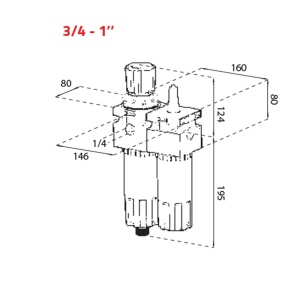 Grup de filtrare-ungere-reglare presiune, 3/4", 4600l/min, 20 microni, FIAC - Img 3