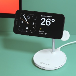 Încărcător wireless birou Tellur, 3-in-1, certificat MagSafe 15W, Watch 2.5W, TWS 5W, alb - Img 3