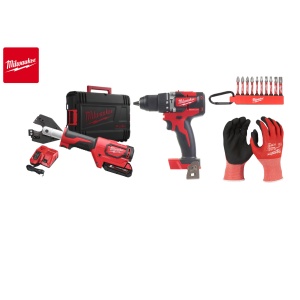 Kit Taietor hidraulic cabluri ∅ 35, M18 ONEHCC-201C CU/AL SET, 18V + Masina de gaurit 18V, 2 baterii, incarcator, geanta, accesorii