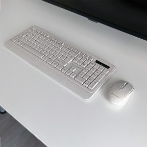 Kit tastatură și mouse fără fir Tellur Green, 2.4GHz, nano receiver, crem - Img 3