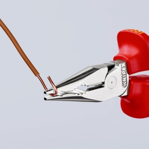 KNIPEX 08 26 145 T Cleşte combinat cu vârf izolat cu manșoane-multicomponent, verificat de VDE, cu cârlig de fixare integrat, izolat, pentru montarea unei siguranțe împotriva căderii cromat 145 mm - Img 4