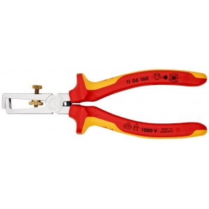 KNIPEX 11 06 160 Clește dezizolator Cu arc de deschidere, universal izolate, cu manere multicomponent, testate VDE cromat 160 mm - Img 3