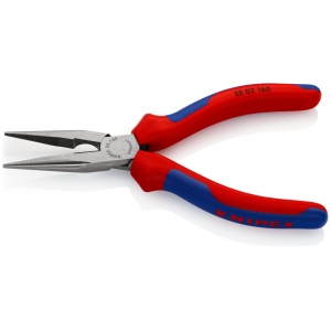 KNIPEX 25 02 160 Clește plat-rotund cu tăiș (patent cu cioc drept) cu manşoane multicomponent vopsit negru 160 mm - Img 2