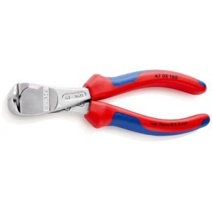 KNIPEX 67 05 160 Tăietor frontal de forță cu manşoane multicomponent cromat 160 mm