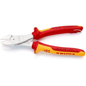 KNIPEX 74 06 200 T Șfic de forță izolat cu manșoane-multicomponent, verificat de VDE, cu cârlig de fixare integrat, izolat, pentru montarea unei siguranțe împotriva căderii cromat 200 mm - Img 2