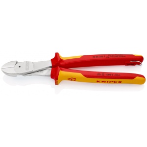 KNIPEX 74 06 250 T Șfic de forță izolat cu manșoane-multicomponent, verificat de VDE, cu cârlig de fixare integrat, izolat, pentru montarea unei siguranțe împotriva căderii cromat 250 mm
