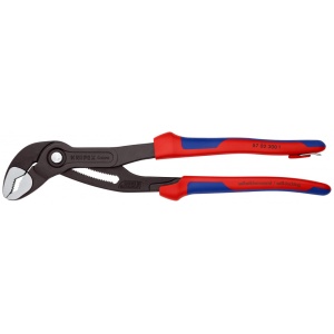 KNIPEX 87 02 300 T Cobra® Clește high tech pentru pompe de apă cu manşoane multicomponent, cu cârlig de fixare integrat pentru montarea unei siguranţe împotriva căderii bonderizat în culoarea gri 300 mm - Img 3