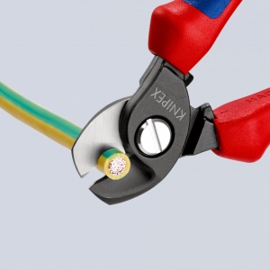KNIPEX 95 12 165 T Foarfece de tăiat cabluri cu manşoane multicomponent, cu cârlig de fixare integrat pentru montarea unei siguranţe împotriva căderii brunat 165 mm - Img 4