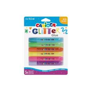 Lipici cu sclipici Fluo Carioca 6 x 10.5 ml