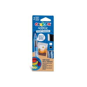Marker cu vopsea acrilică și vârf pensulă Carioca 2 buc/set
