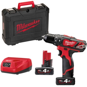 Masina de gaurit si insurubat cu percutie cu acumulator Milwaukee M12 BPD-402C, cuplu 38 Nm, livrata cu acumulatori, valiza