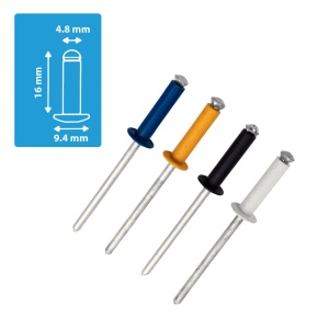 Nituri Rapid Automotive diametru 4.8mm x 16mm, aluminiu, 4 culori, burghiu metal HSS inclus, 32 buc set 5000404 - Img 2