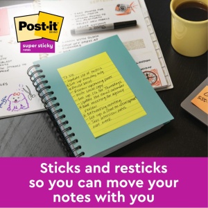 Notes adeziv 102 x 152 mm 100 file neon liniate Post-it 3M - Img 2