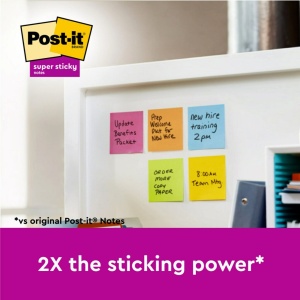 Notes adeziv Super Sticky 76 x 76 mm 90 file x 5 culori asortate Post-It 3M - Img 2