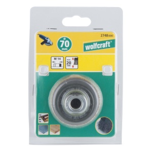Perie de sarma tip oala de alama Wolfcraft 2748000, 70 mm, filet M14 - Img 2