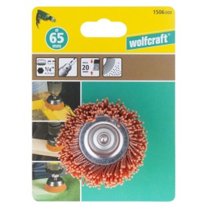 Perie Wolfcraft 1506000, tip oala, nylon rosu, D 65 mm, tija hexagonala 1/4" - Img 2