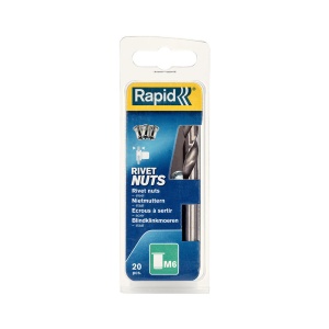 Piulite Nit Tubulare cu filet interior Rapid M6, diametru 9mm, otel cromat, burghiu HSS inclus, 20 buc blister 5000673 - Img 1