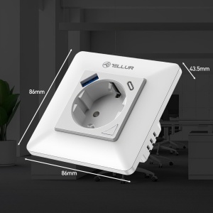 Priză de perete WiFi Tellur Smart, 3600W, 16A, PD20W, USB 18W, monitorizare consum, alb - Img 11