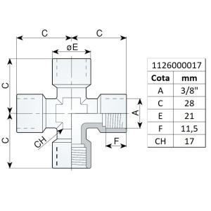 Racord cruce filet interior 3/8", tip 250/3 - Img 2