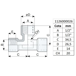 Racord tip T filet interior 1/4", tip 258/4 - Img 3