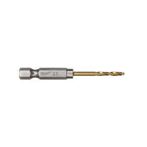 RED HEX Bughie HSS-TiN metal Milwaukee Ø 2.5x19x62 mm - set 10 buc, tijă de prindere ¼″ hex - Img 1