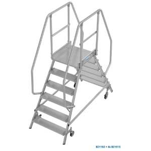 Scara cu podest mobila, cu trepte pe 2 parti (2x6 trepte) - Img 2