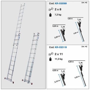 Scara culisanta din aluminiu Corda, 2x8 trepte - Img 2