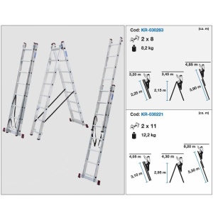 Scara multifunctionala din aluminiu Corda, 2x8 trepte - Img 2