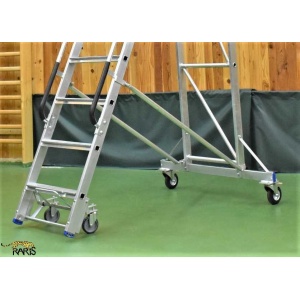 Scara platforma aluminiu RARIS, trepte late, blocare la picior, mobila, pliabila, tip SPMS - Img 6