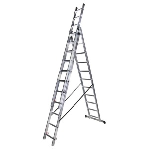 Scara tripla aluminiu BISONTE STR311 3 x 11 trepte inaltime maxima 7.5 m - Img 2