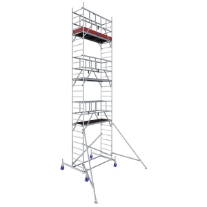Schela Protec 0,6 x 2m, aluminiu, inaltime lucru 8.3m, inaltime schela 7.45m, inaltime platforma 6.3m (0+1+4+(2*3)+(2*Stabilizatoare)) - Img 1