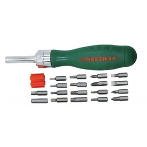 Set 19 piese Jonnesway surubelnita cu clichet si biti