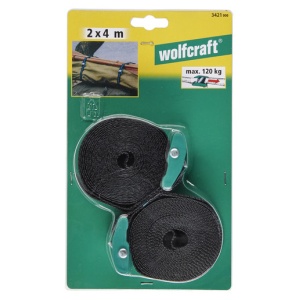 Set 2 benzi de tensionare Wolfcraft 3421000, 4m 120 kg, cu agrafa elastica - Img 3