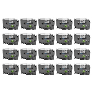 Set 20 Etichete compatible Brother TZe-231 12mm x 8m negru alb caseta gri