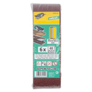 Set 3 benzi de slefuit Wolfcraft 3101000, pentru lemn si metale, Gr. A40 , 75x533 mm - Img 2