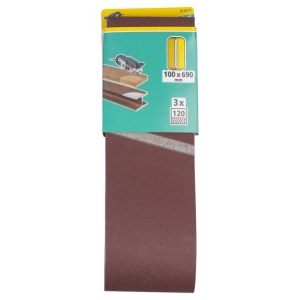 Set 3 benzi de slefuit Wolfcraft 3125000, pentru lemn si metale, Gr. A120, 100x690 mm - Img 2