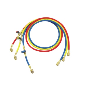 Set 3 furtunuri presiune Rothenberger “Plus” cu robinet cu bilă 1/4″ SAE, 1.5 m